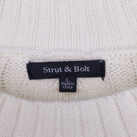 Strut & Bolt Sweater Womens Large Cable Knit Double Ruffle - Picture 9 of 11